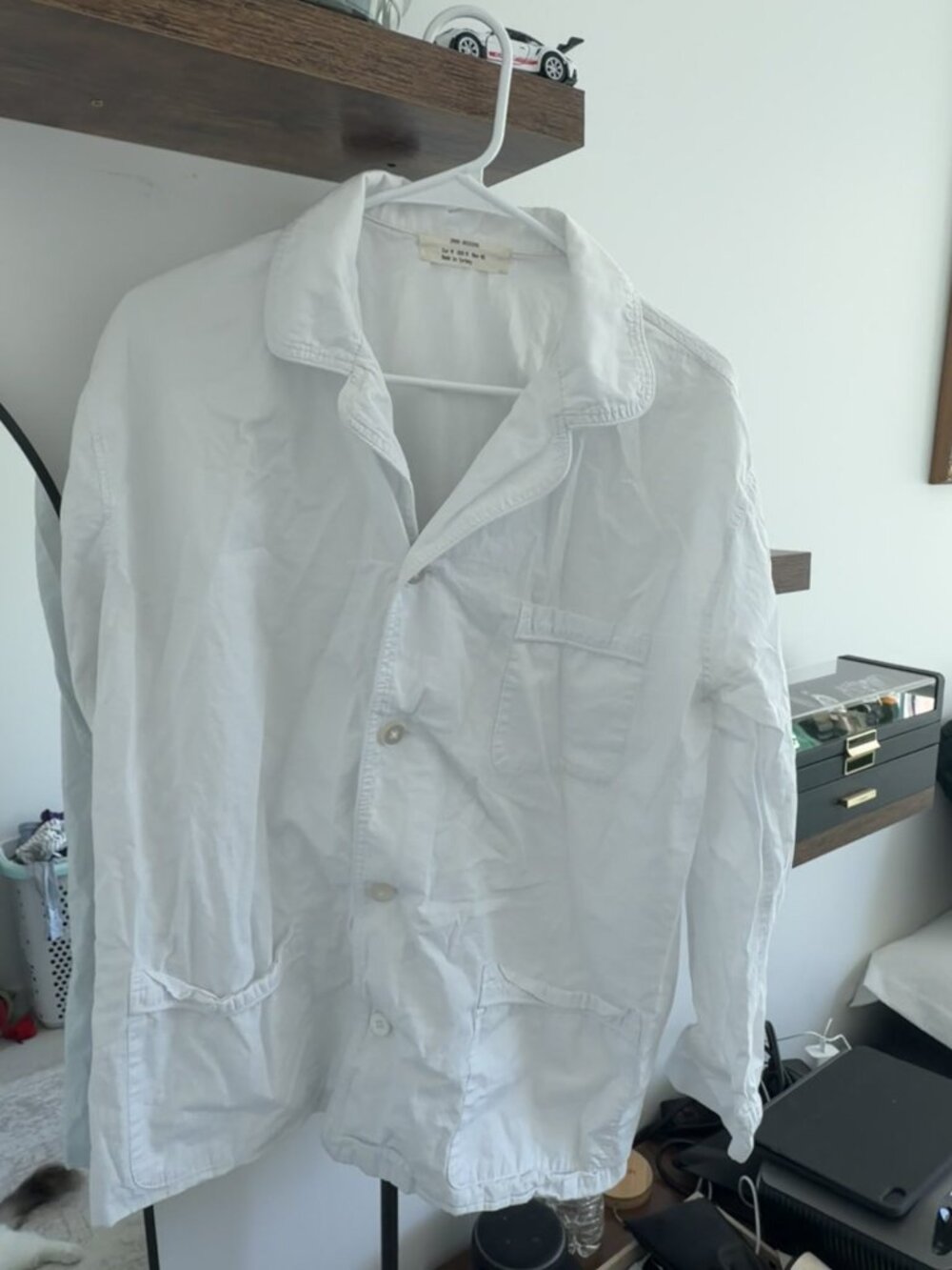 Zara Origins Cotton Utility Overshirt Field Jacket Off White M